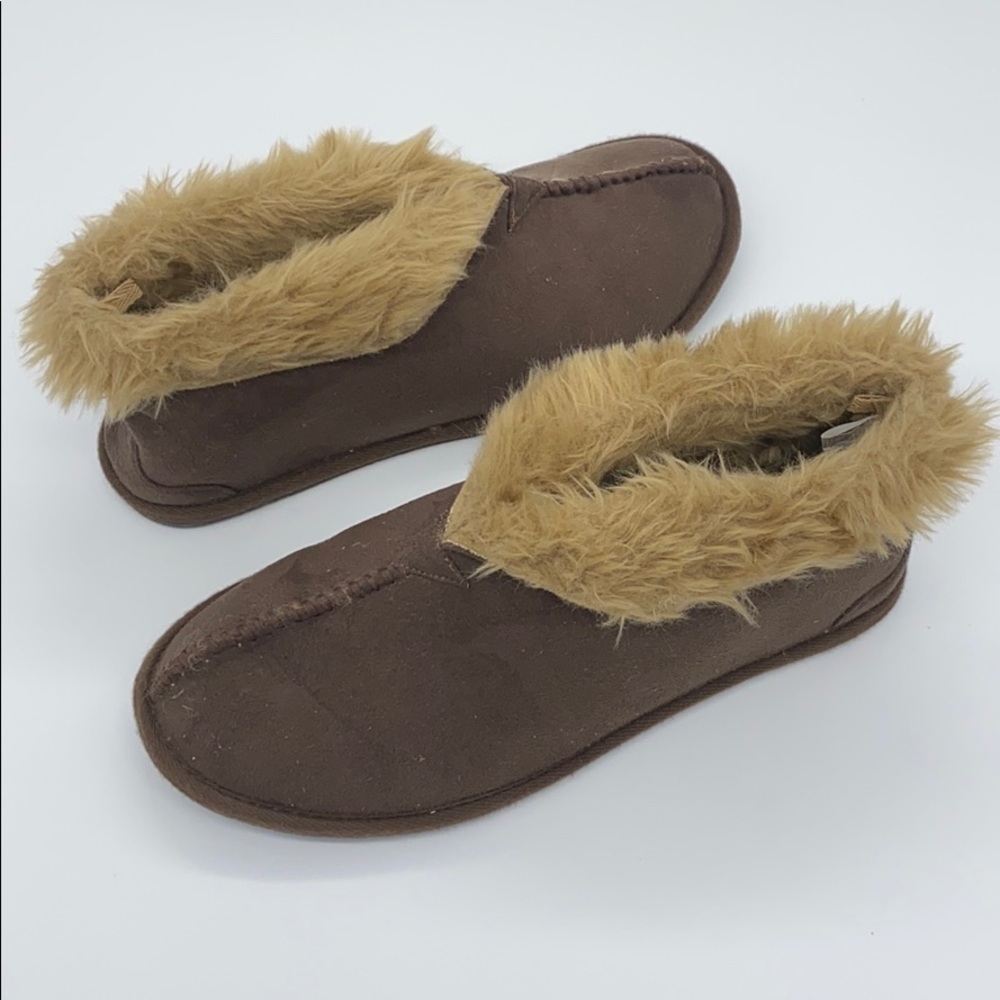 American Eagle Brown Faux Fur Lined Slippers Mens Size Medium